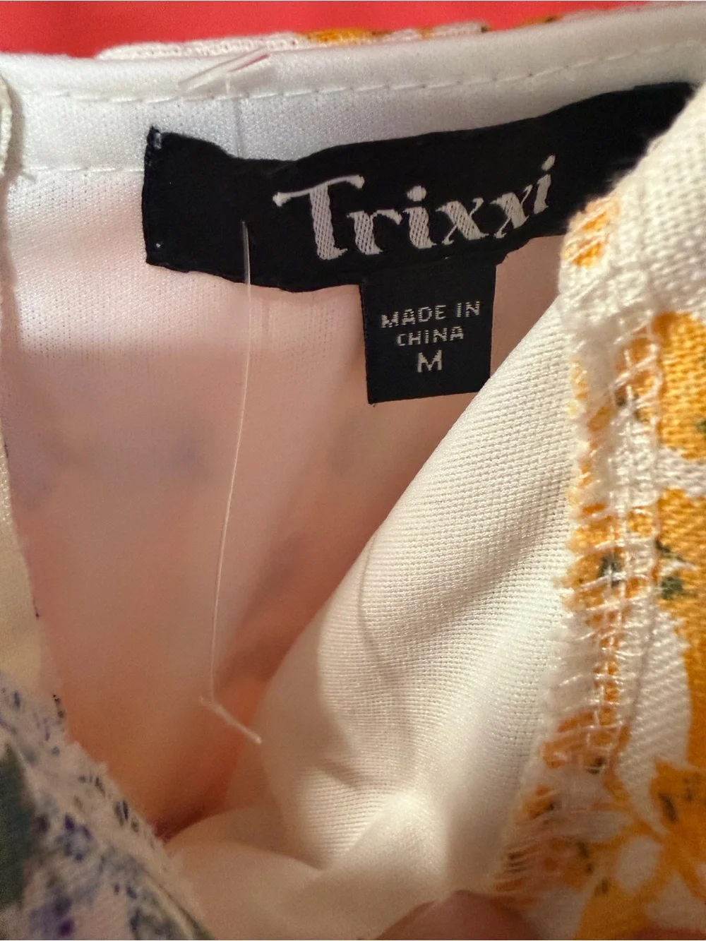Trixxi Floral Tiered Mini Dress Lace Up Front Cottagecore Size Medium - Picture 5 of 7